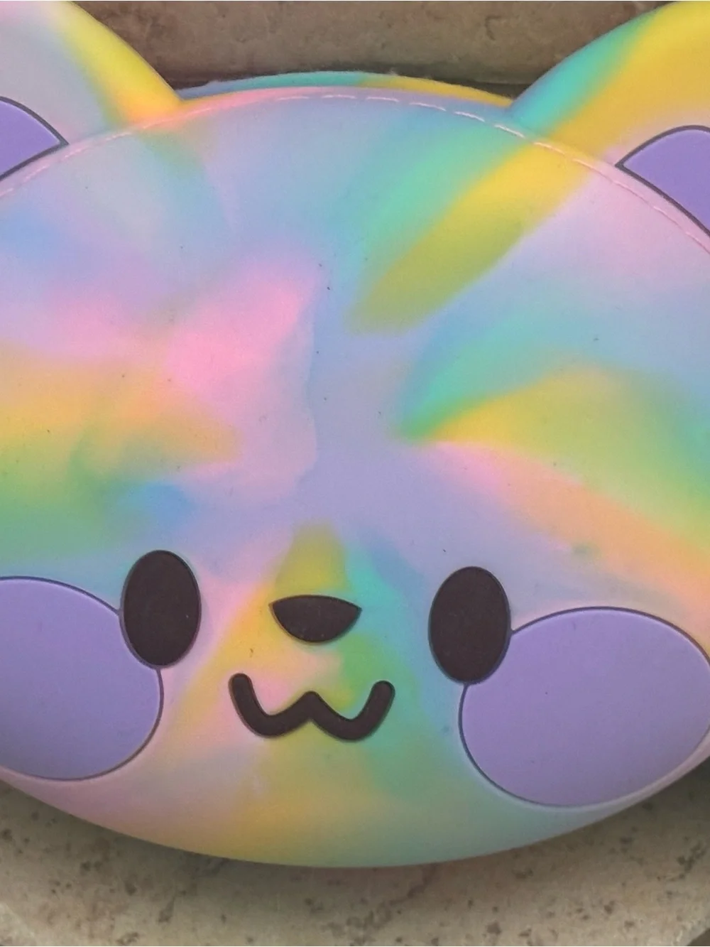 Claire’s Club Tie Dye Cat Crossbody Bag Rubber Purse Pastel Rainbow - Teal Strap